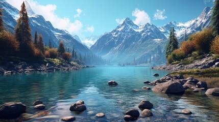 Wall Mural - mountain river in the mountains