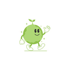 Cute eart go green cartoon is environmental symbol