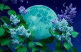 Lilacs on turquoise background, generative ai