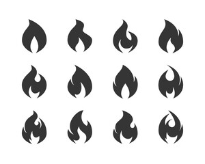 Wall Mural - fire icons, simple black emoji in flat style