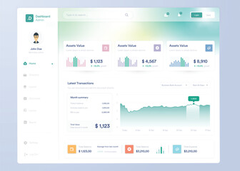 Infographic dashboard. UI design with graphs, charts and diagrams. Web interface template for business presentation.	