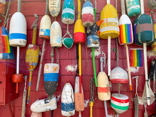 New England Colorful Vintage Lobster Buoys