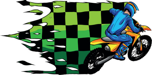 Wall Mural - vector motocross rider ride the motocross bike