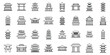 Pagoda icons set outline vector. Asian temple. Roof japanese