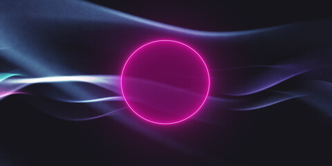 Wall Mural - Circular neon on colored background