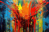 Fototapeta Nowy Jork - An abstract composition of vibrant paint splatters on a canvas, creating a burst of color and energy, symbolizing creativity and artistic expression