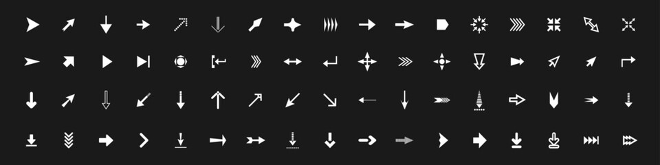 Wall Mural - Arrow icons set. Different arrows. Direction cursor. Computer arrow and signs on keyboard. Vector