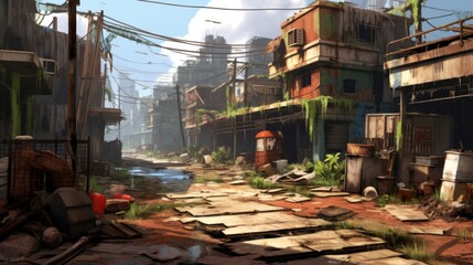 Wall Mural - Survival City Game Environment Art