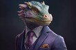 © top images - Anthropomorphic dragon dressed in a suit like a businessman. Business Concept. AI generated, human enhanced.