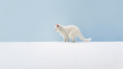 Sticker - Cat in snow. AI generated art illustration.