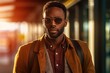 © DesignVectX - A close - up portrait of a confident and stylish man in a trendy urban setting. Generative AI