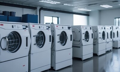 Wall Mural - A row of industrial laundry machines