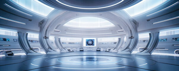 Wall Mural - clean and elegant lines converging into a futuristic technological center
