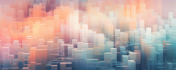 Wall Mural - a serene panoramic view of minimalist circuitry patterns against a backdrop of soft pastel gradients
