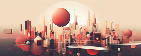 Wall Mural - clean and minimalistic geometric shapes forming a futuristic technological landscape