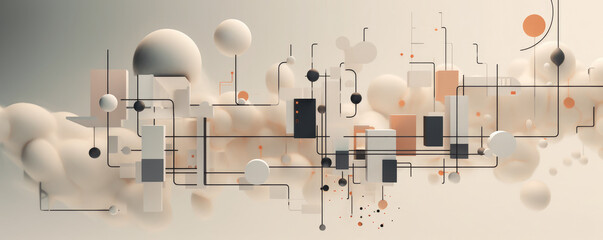 Wall Mural - clean and modern elements converging into a minimalist representation of digital connectivity and co
