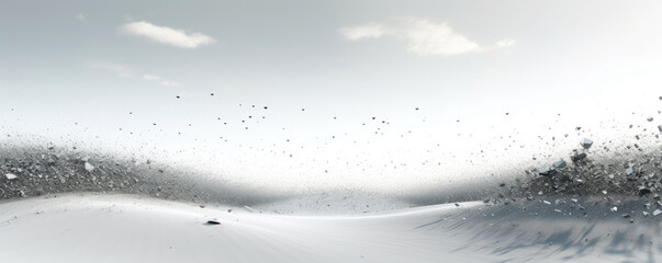 Wall Mural - a serene panoramic display of white digital particles floating in a void, representing the ethereal 