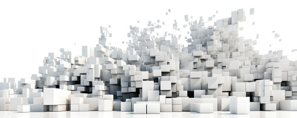 Wall Mural - a minimalist panorama featuring white abstract geometric shapes, symbolizing the building blocks of 