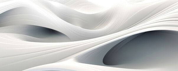 Wall Mural - a minimalist panorama featuring white abstract lines and curves, capturing the elegance and fluidity
