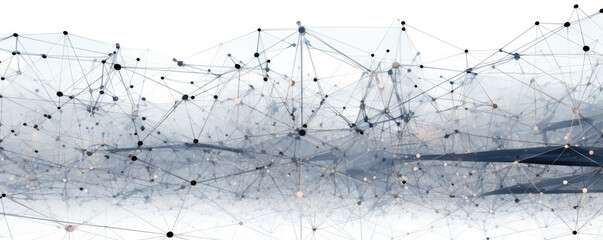 Wall Mural - panoramic view of white abstract data networks expanding and connecting, symbolizing the boundless p