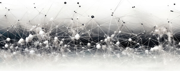 Wall Mural - an abstract display of white abstract data networks expanding and connecting, symbolizing the vastne
