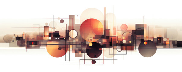 Wall Mural - a minimalist panorama featuring bold, geometric shapes intersecting in a symphony of technological h