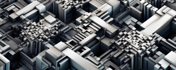 Wall Mural - a seamless panorama of minimalist, geometric patterns transforming into futuristic, three-dimensiona