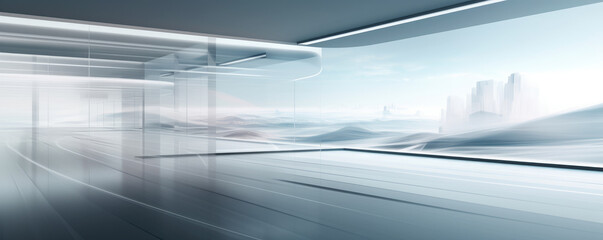 Wall Mural - a minimalist panorama featuring sleek lines and transparent layers, representing the transparency an