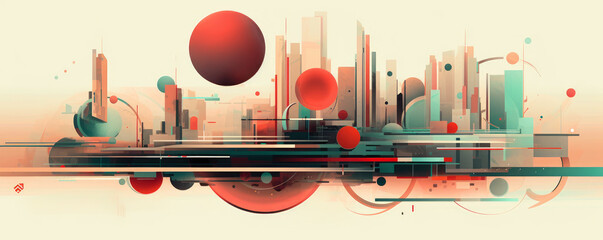 Wall Mural - minimalistic representation of futuristic technology with clean lines and a harmonious color palette