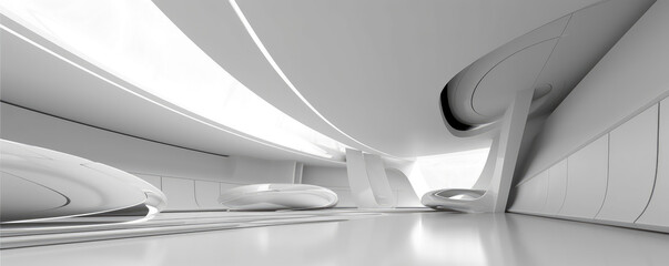 Wall Mural - minimalist panorama featuring clean lines and futuristic elements, showcasing the simplicity of adva