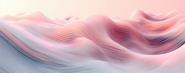 Wall Mural - panoramic view of a digital wave pattern represented in soothing, pastel rose quartz hues
