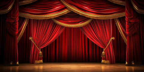 Poster - Generative AI theater red curtains and seats