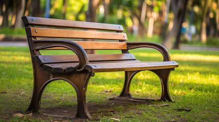 Aufkleber - Generative AI A close up view of a church bench without people.