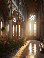 Poster - Generative AI gothic church interior in france