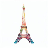 Fototapeta Boho - Eiffel Tower Serenity: Watercolor Illustration, Generative AI