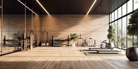 Poster - Generative AI 3d rendering modern loft gym and fitness