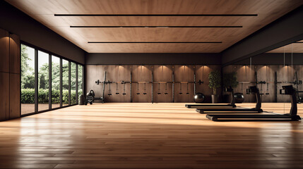 Poster - Generative AI 3d rendering modern loft gym and fitness