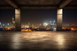 © Generative AI - Generative AI Perspective view of empty floor with modern building and beautiful nigh city background. 3d rendering