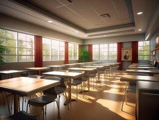 Aufkleber - Generative AI High school classroom interior. 3d illustration