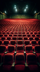 Poster - Generative AI Empty red seats for cinema, theater, conference or concert