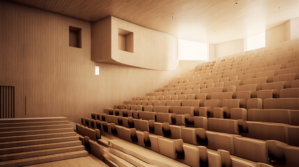 Poster - Generative AI A wood panelled university lecture theatre/conference hall