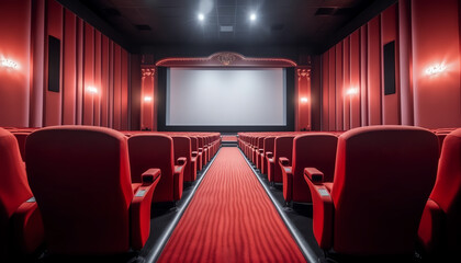 Aufkleber - Generative AI the empty row line of seats in the cinema hall