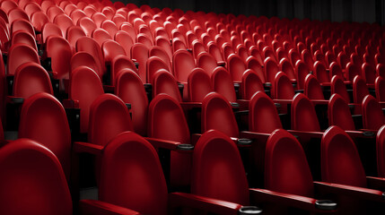 Poster - Generative AI Empty red seats for cinema, theater, conference or concert
