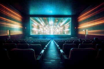 Aufkleber - Generative AI Movie Theater with blank screen / High contrast image