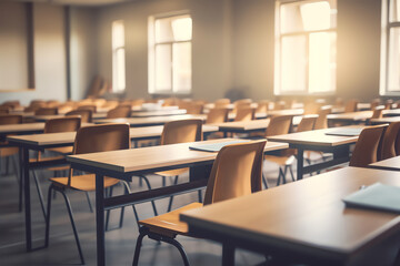 Leinwandbilder - Generative AI Empty desks in the classroom.