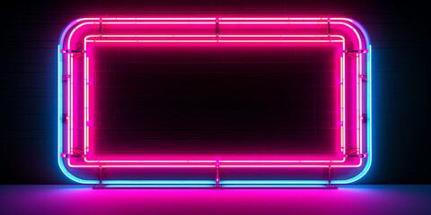 Generative AI Brightly theater glowing retro cinema neon sign