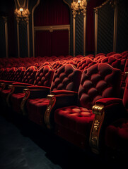 Aufkleber - Generative AI Red empty chairs in the theatre