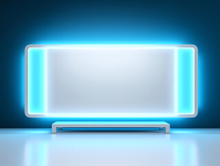 Poster - Generative AI Cinema dark hall with white empty screen. Entertainment and presentation scene for indoor movie watching. Vector illustration