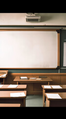 Aufkleber - Generative AI desks and blackboard in classroom at school