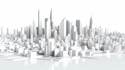 Generative AI Top view of abstract modern city downtown looking as white architectural scale model with high rise building skyscrapers and empty street. Urban planning concept 3D illustration from my 